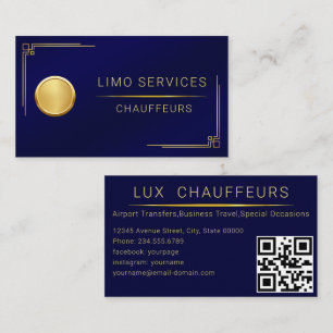 Tarjeta de visita Chauffeur con marco de oro moder