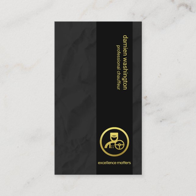 Tarjeta De Visita Chauffeur de columna negra de textura de cremaller (Anverso)