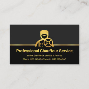 Tarjeta De Visita Chauffeur De Oro Sobre Capas Negras Gris