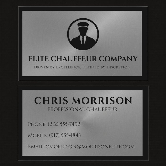 Tarjeta De Visita Chauffeur Driver Black Silver Metallic (Subido por el creador)