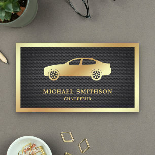 Tarjeta De Visita Chauffeur profesional de autos Black Mesh Gold