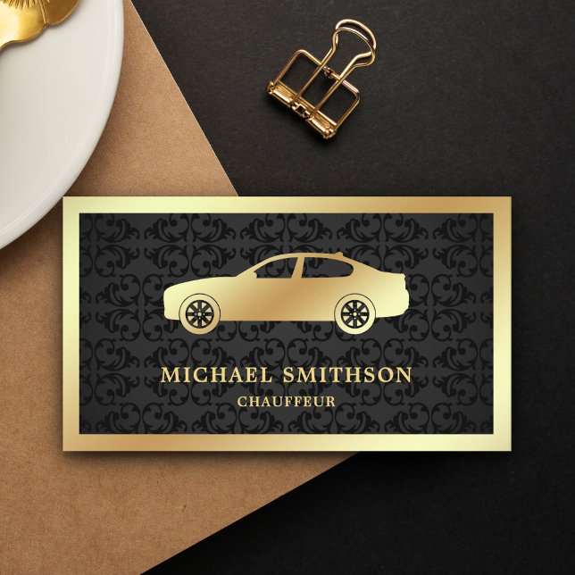 Tarjeta De Visita Chauffeur profesional del coche de oro de Damask n (Subido por el creador)