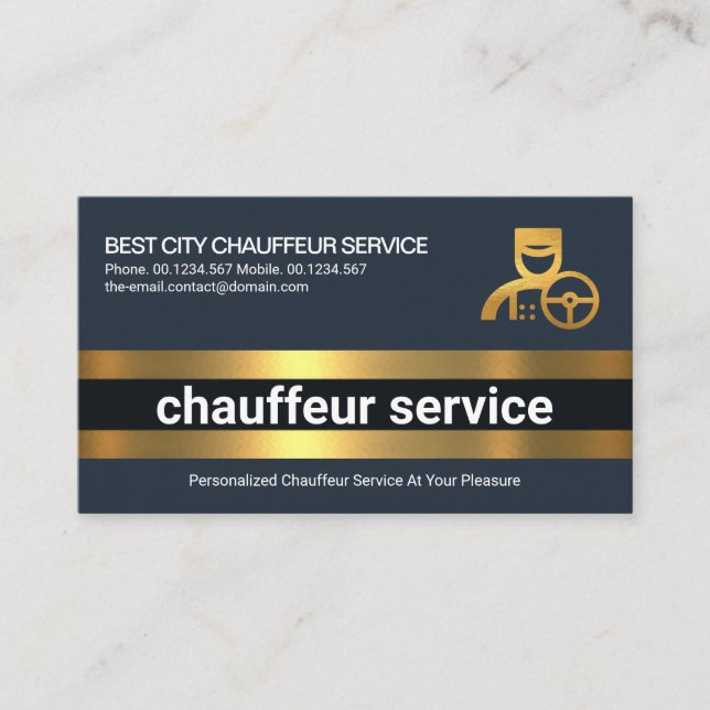 Tarjeta De Visita Chauffeur simple negrita de las capas de la línea  (Anverso)