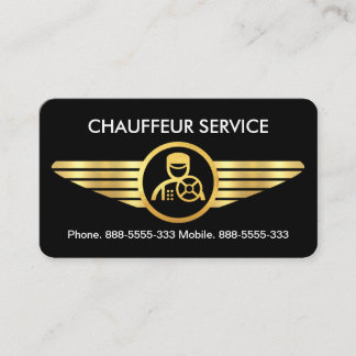 Tarjeta De Visita Chauffeur Sobre Las Alas Del Oro