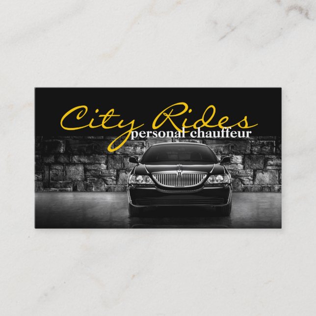 Tarjeta De Visita Chauffeur Town Car Driver Transportation Business (Anverso)