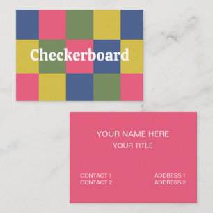 Tarjeta De Visita Checkerboard verde azul rosa amarillo