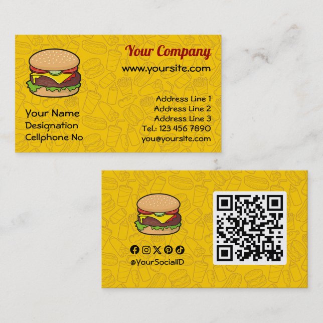 Tarjeta De Visita Cheeseburger (Anverso / Reverso)