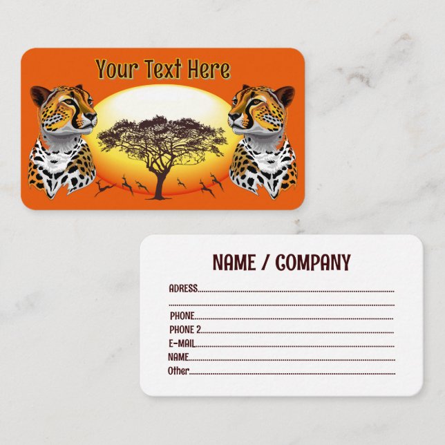 Tarjeta De Visita Cheetah African Feline Wild Animal Square Business (Anverso / Reverso)