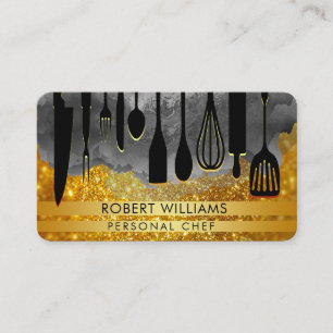 Tarjeta De Visita Chef Black Gold Cocina Herramientas Personal Bu
