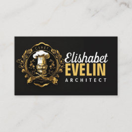 Tarjeta De Visita Chef Catering Gold Modern Black capung657