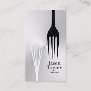 Tarjeta De Visita Chef Catering Restaurant Bake Fork Whisk Steel