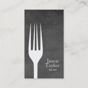 Tarjeta De Visita Chef Catering Restaurant Food Fork Logo Chalkboard