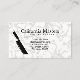 Tarjeta De Visita Chef Cleaver   Textura de mármol
