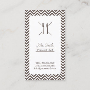 Tarjeta De Visita Chef Comedor Plain Brown Chevron Stripes