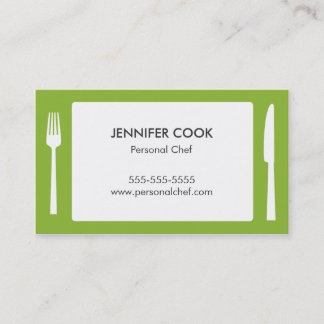 Tarjeta De Visita Chef culinario Catering Green Modern Business Card