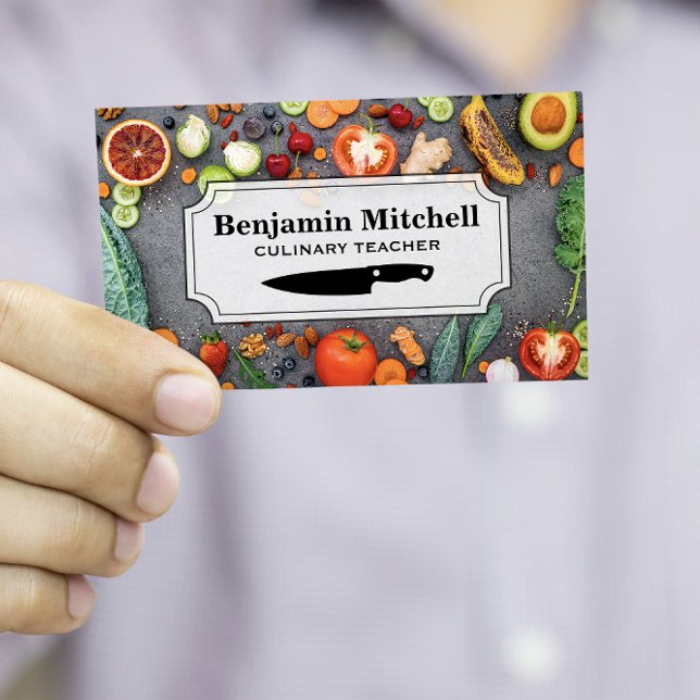 Tarjeta De Visita Chef culinario | Mesa llena de frutas y verduras (Subido por el creador)