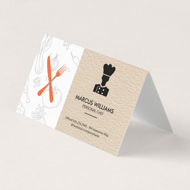 Tarjeta De Visita Chef culinario | Propietario del restaurante | Cue (Anverso)