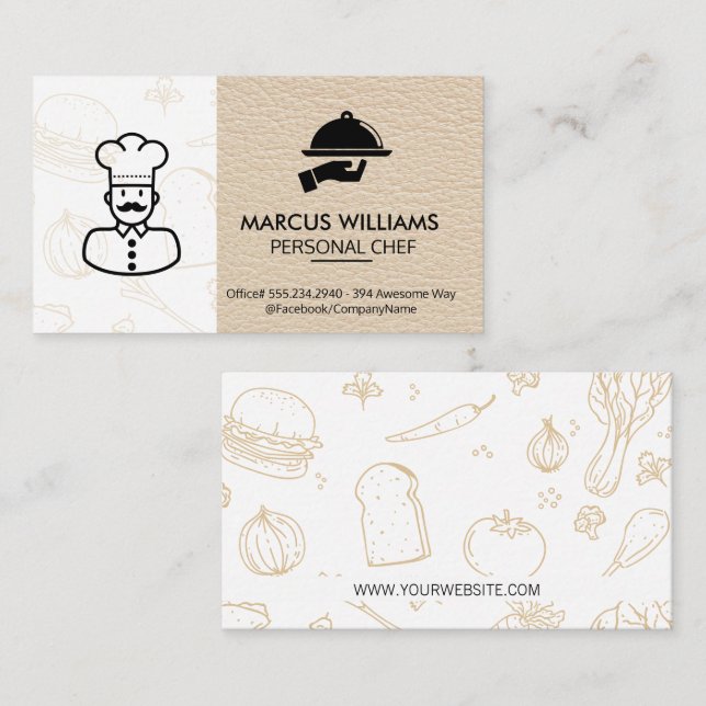 Tarjeta De Visita Chef culinario | Propietario del restaurante | Cue (Anverso / Reverso)