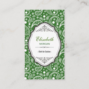Tarjeta De Visita Chef de cocina - Patrón Retro Paisley