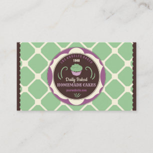 Tarjeta De Visita Chef de Cupcake Geométrico Verde Marrón