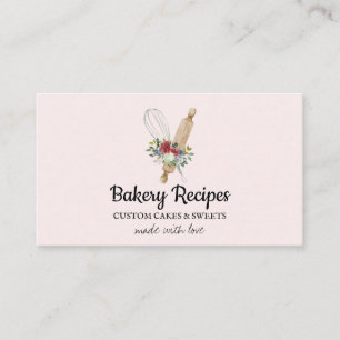 Tarjeta De Visita Chef de Panadería Casera Whisk Rosa