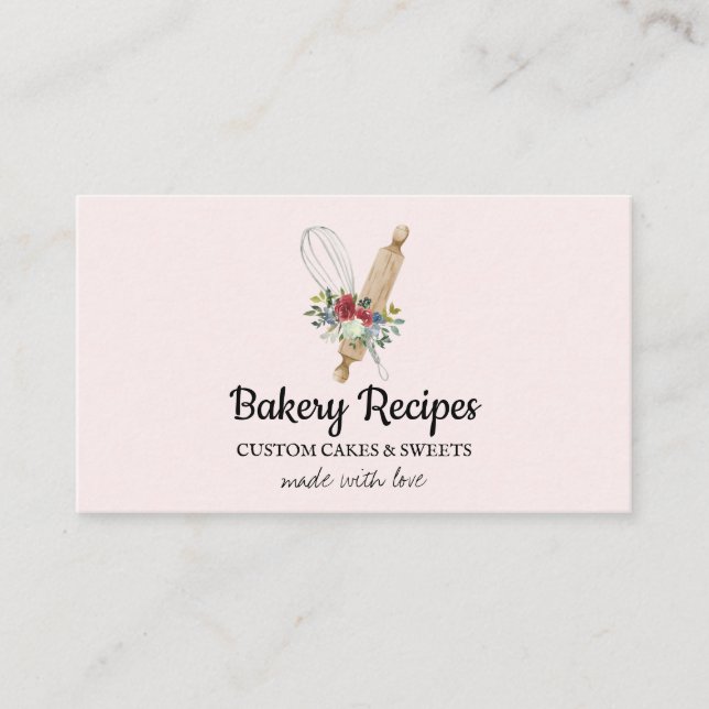 Tarjeta De Visita Chef de Panadería Casera Whisk Rosa (Anverso)