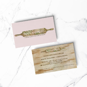 Tarjeta De Visita Chef de panadería con rodillo floral rústico