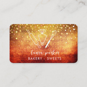 Tarjeta De Visita Chef de panadería con Whisk Rolling Pin Piping Bag