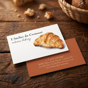 Tarjeta De Visita Chef de Pastelería Artesanal de Croissant con Acua