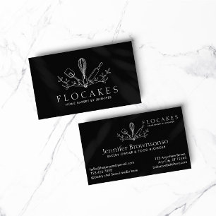 Tarjeta De Visita Chef de Pastelería Black Whisk Panadería Casera Ca