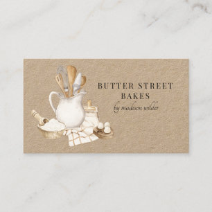 Tarjeta De Visita Chef de Pastelería de Panadería Acuarela Kraft
