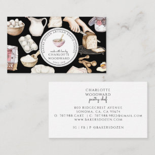 Tarjeta De Visita Chef de Pastelería de Panadería Ilustrada Acuarela