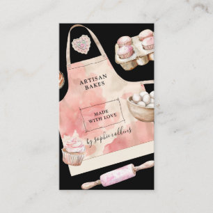 Tarjeta De Visita Chef de Pastelería de Postres de Acuarela Rosa