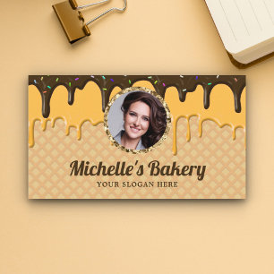 Tarjeta De Visita Chef de Pastelería Foto Drips Glaseado de Chocolat
