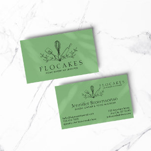 Tarjeta De Visita Chef de Pastelería Green Whisk Panadería Casera Ca