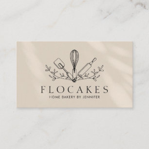 Tarjeta De Visita Chef de Pastelería Ivory Whisk Panadería Casera Ca