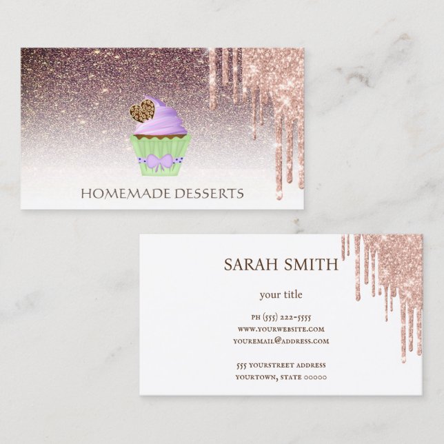 Tarjeta De Visita Chef de pastelería, lindo (Anverso / Reverso)