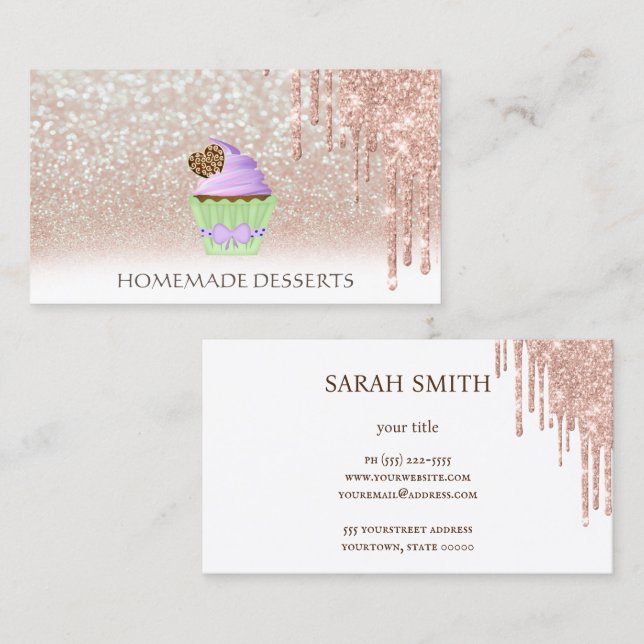 Tarjeta De Visita Chef de pastelería, lindo (Anverso / Reverso)