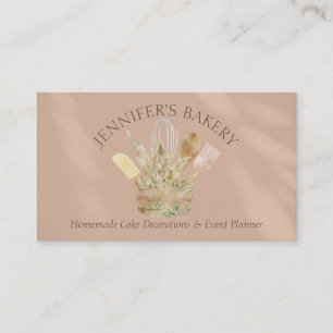 Tarjeta De Visita chef de pastelería panadería marrón beige