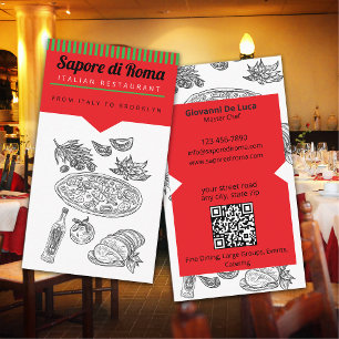 Tarjeta De Visita Chef de restaurante italiano de alta cocina