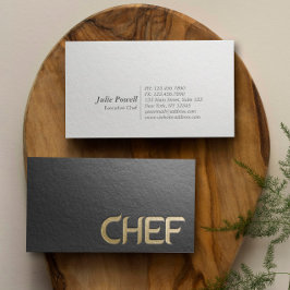 Tarjeta De Visita Chef de texto moderno Minimalista negro y oro Grab