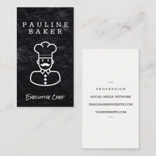 Tarjeta De Visita Chef ejecutivo   Fondo negro de pizarra