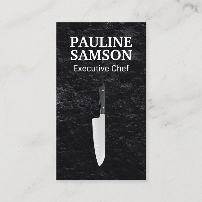 Tarjeta De Visita Chef ejecutivo | Slate | Cuchillo culinario (Anverso)
