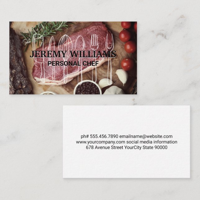 Tarjeta De Visita Chef ejecutivo | Tiros | Artículos de cocina (Anverso / Reverso)
