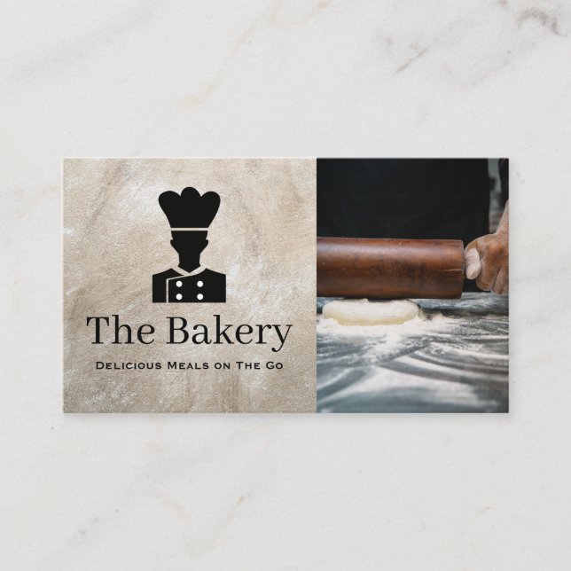 Tarjeta De Visita Chef | Entrega de comidas | Dough de rollo (Anverso)