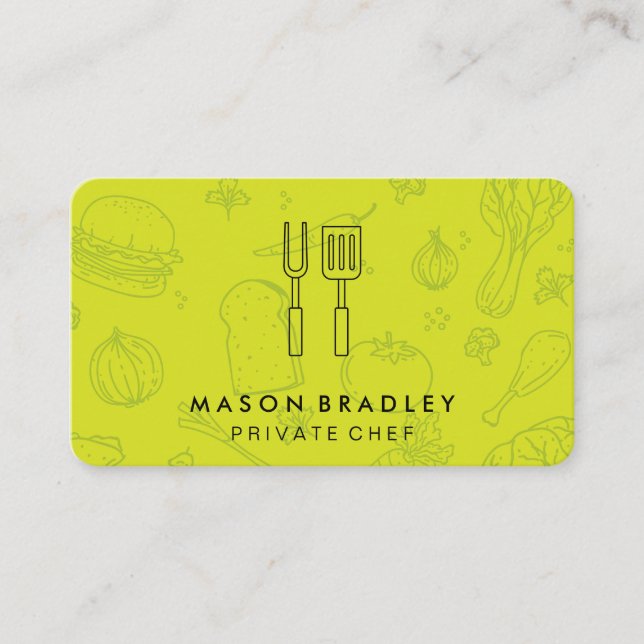 Tarjeta De Visita Chef | Equipo de cocina para barbacoa | Patrón de  (Anverso)