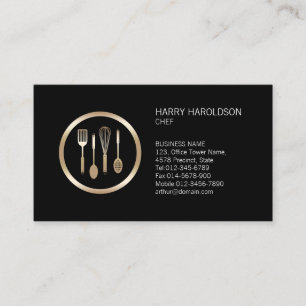 Tarjeta De Visita Chef Faux Gold Cooking Utensisis Business Card