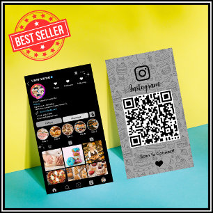 Tarjeta De Visita Chef Gris Moderno y Panadería Instagram QR