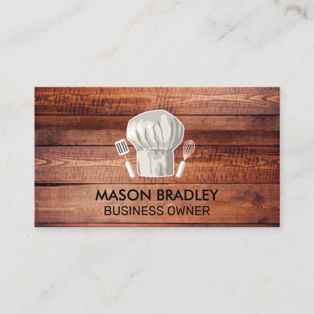 Tarjeta De Visita Chef Hat | Wooden Boards Business Card (Anverso)