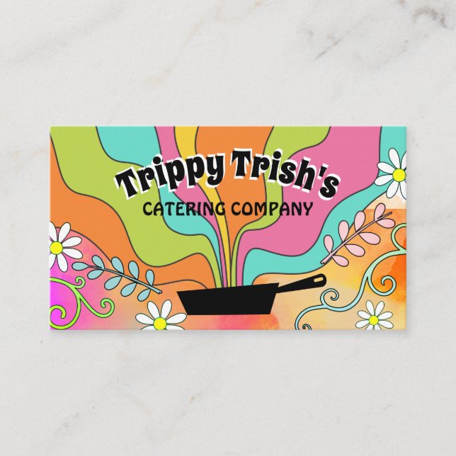 Tarjeta De Visita Chef hippie Groovy cocina cocina carne de ternera (Anverso)